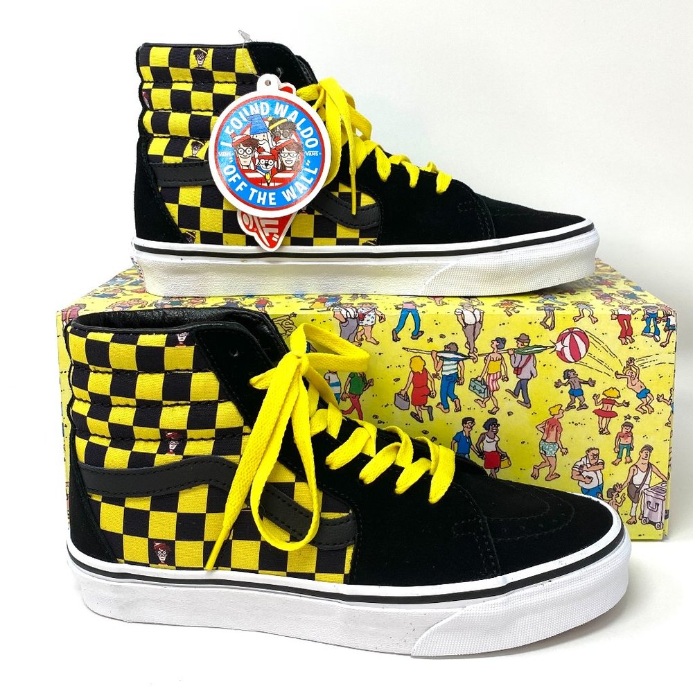 💖MEGA SALE💖VANS x Where’s Waldo Sk8-Hi Checker Black Suede Women's VN0A32QG4UE